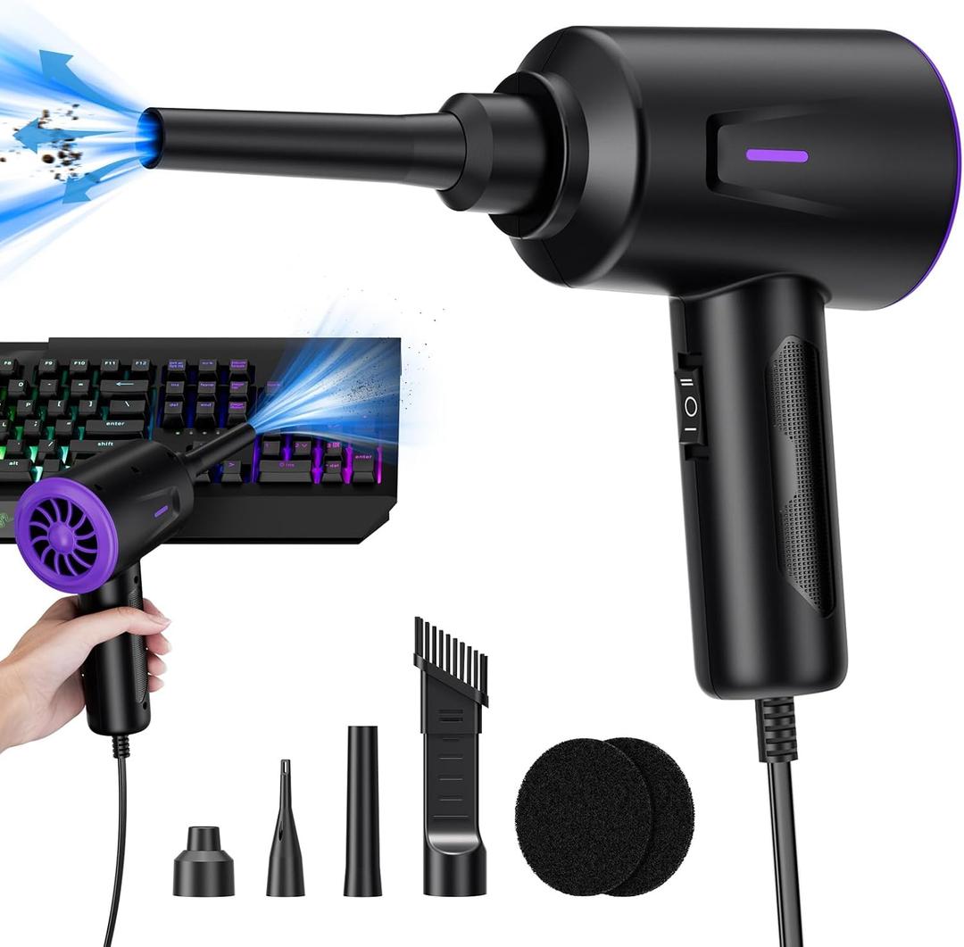 Electric Air Duster - Air Blower - Multi-Use Compressed Air Duster for Keyboard- Computer and PC - 5.74 oz Powerful Motor (Purple)