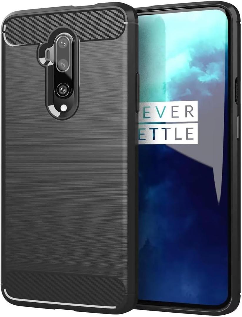 Sidande Case for OnePlus 7T Pro 5G Case, HD1925 Case, Ultra Slim Phone Cover with Shock-Absorption Carbon Fiber TPU Rubber Protective Cases for OnePlus 7T Pro Black