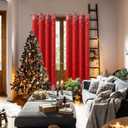 BGment Red Christmas Curtains for Living Room, Grommet Christmas Decoration Window Blackout Curtains with Christmas Tree and Snowflake Print, 2 Panels, Each 52 x 84 Inch, Red