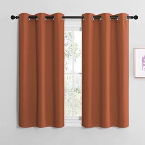 NICETOWN Bedroom Halloween Curtains 48 inches Long, Burnt Orange Privacy and Thermal Insulated Blackout Drapes for Windows (1 Pair, 42 inches Wide) (42"W x 48"L (Pack of 2))