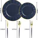 150Pcs Plastic Plates with Gold Rim,Heavy Duty Blue Plates for 30 Guests,Plastic Dinnerware Set Include 30 Dinner Plate,30 Dessert Plate,90 Gold Cutlery Set for Party (Blue)