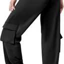 Women's Cargo Pants Water Resistant Lightweight Drawstring Hiking Joggers Base Jump Parachute Pants (Large, Black)