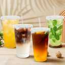 Lamosi 100 Pack 20 oz Clear Plastic Cups with Lids and Straws, Disposable Iced Coffee Cups with Lids for To-Go Cold Drinks, Smoothies and Slushie