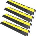 VEVOR Cable Protector Ramp, 4 Packs 2 Channels Rubber Modular Speed Bumps Rated 11000 LBS Load Capacity, Protective Wire Cord Ramp Driveway Rubber Traffic Speed Bumps Hump Cable Protector