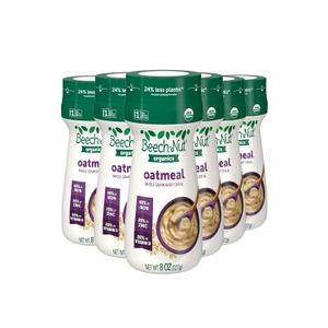 Beech-Nut Organic Baby Cereal, Oatmeal Cereal Stage 1 for Infants, 8 oz Canister (6 Pack) (EXP 05/01/26)