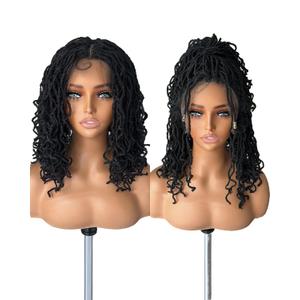 X-TRESS dry box Braided Faux Locs Wigs for big head Black Women Embroidered Full Lace Front Braided Wigs with less Baby Hair 14 Inch Black Color Synthetic Lace Front Wig Braid Hair Short Twist Wig