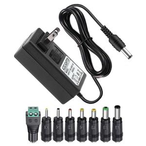 12V 3A 2A AC Adapter Charger with 8 Tips, ac/dc Adapter 100-240v, 50/60hz 12 Volts 3000mA DC in 12V Power Supply Cord for Sceptre Monitor Series, Seagate WD, LED Strip Light, CCTV Camera,Router Cable