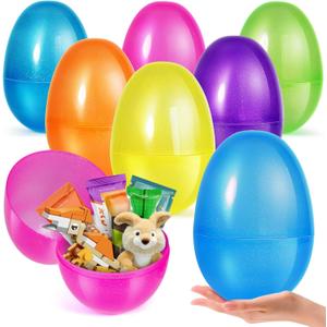 12 Pcs Jumbo Easter Eggs, 10 Inches Large Plastic Empty Fillable Jumbo Easter Egg Bulk for Easter Basket Stuffers Hunt Party Favor