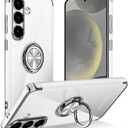 Tnarru Designed for Samsung Galaxy S24 Clear Case with Stand [Magnetic Ring Holder Kickstand] Soft TPU Bumper Non-Yellowing Anti-Scratch Lightweight Slim for Samsung Galaxy S24 Case Silver