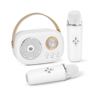 Mini Karaoke Machine for Kids&Adults,Portable Bluetooth Speaker with Wireless Microphones and Stereo Sound Enhanced Bass,Gifts for Girl 6 7 8 9 10 11 12 Years Old Clear)