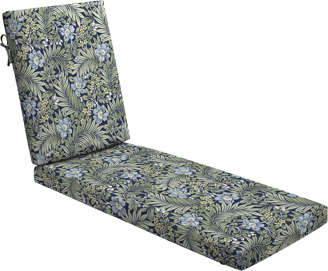 Arden Outdoor Chaise Cushion, Foam, 21x72, Sapphire Morrison Floral, 72"L x 21"W x 3.5"H