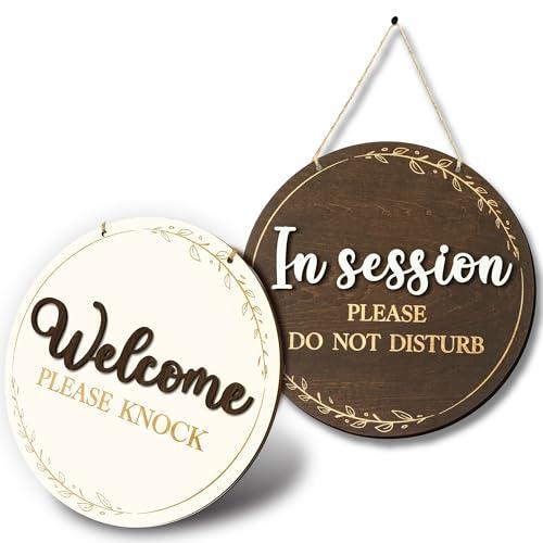 Woodamore In Session Door Sign For Therapists - Please Do Not Disturb Sign For Office Door, Therapy Session In Progress Doors Signs, Welcome Please Knock Signs For Doors, Massage Therapy Decor