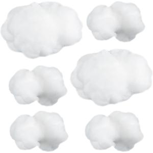 Jetec 6 Pieces Artificial Cloud Props Imitation 3D Cloud Shape Hanging Decorations Room DIY Decorative Hanging Ornament for Wedding Party Stage Show Decor (Small and Medium Size)