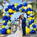 Royal Blue Yellow Balloon Garland Double Stuffed Pastel Yellow Dusty Blue Balloon Arch Kit for Baby Shower Graduation Birthday Wedding Summer Party Decor