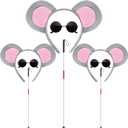 Mouse Costume Ears-Headband-Tail-Nose-Bow-Tie Accessories Set : Standing Up Grey and Pink Ears Headband and Tail, Bow Tie Mouse Halloween Accessories Set - for Adult Toddlers and Kids