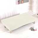 Stretch Futon Cover Armless Sofa Slipcover Foldable Sofa Bed Covers with Elastic Band, Machine Washable (Beige) L
