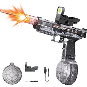 Electric Water Gun Fire Flash Upgraded, 320 Capacity Water Pistol Toy Squirt Gun for Kids Adults, Summer Outdoor Toy Yard Beach Swimming Water Play Toys (Black)