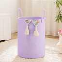 Laundry Basket, Woven Cotton Rope Laundry Hamper,40L for Decorative Storage of Dirty Clothes, Toys and Blankets in Bathroom, Baby Room and Living Room (Violet)