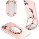 Phone Ring Holder Finger Kickstand 360°Rotation Cellphone Back Grip Foldable Cell Phone Stand for Desk Compatible with iPhone iPad Smartphones Tablets (Rose Gold)