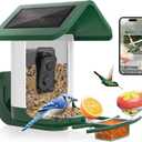 Bird Feeder with Camera Solar Powered : Smart Camera Bird Feeder 2K Live Feed Cam for Outdoor Backyard - Ai Identify Auto Capture Videos Pictures, Gifts for Birdlover Mom Dad, 2.4GHz WiFi (White Green)
