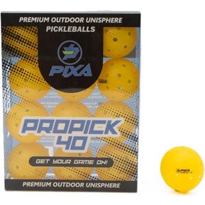 PIXA Propick 40 Unisphere Premium Outdoor Pickleball - USAPA Approved, Tournament Play, Durable Outdoor Pickleballs, Consistent Bounce,Smooth Flight,Competitive Play,Bright Yellow/Green,Pack of 3,6,12