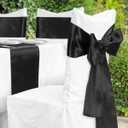 Babenest Satin Chair Sashes Ties Upgraded 50 pcs Chair Ribbons Bows for Wedding Banquet Party Christmas Baby Shower Events Decoration (Black)