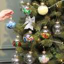 Wettarn 50 Pcs 3.15 Inch Christmas Plastic Fillable Ornaments, Transparent DIY Craft Rainbow Ball with Lid and Rope, Xmas Hanging Ornament for Party Wedding Home Decor (Clear)