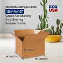 BOX USA Moving Boxes 18"L x 14"W x 12"H (10-Pack) Medium + Packaging Tape - Shipping, Mailing, Packing, Packaging and Storage