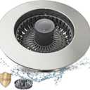 Kitchen Sink Drain Strainer,3 in 1 Pop Up Kitchen Sink Stopper,Made of Brass Material,with an Extra Basket Strainer,Sink Bounce Core Drain Strainer,Universal for US Standard 3-1/2 Inch,Silver