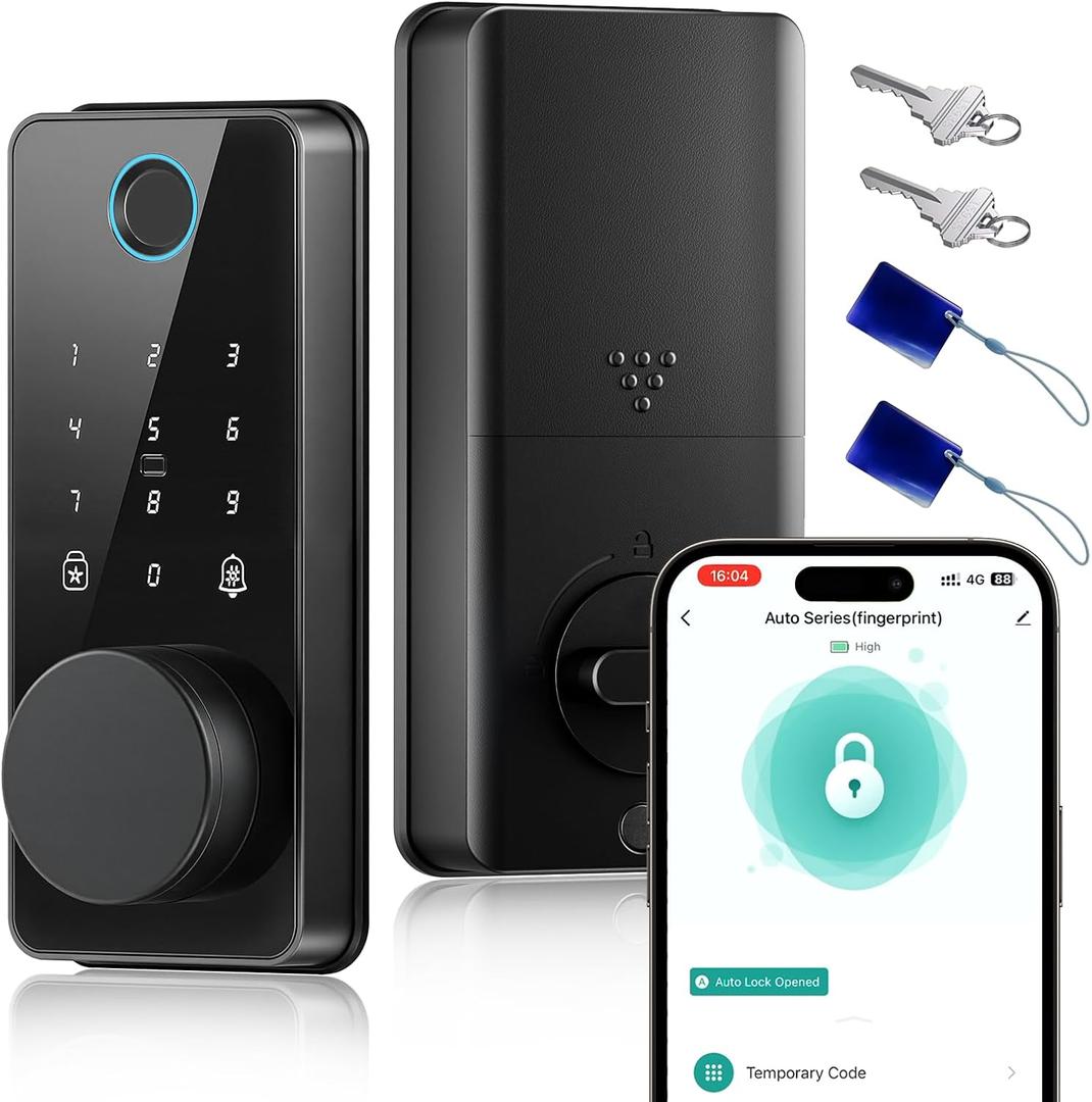 Keyless Entry Door Lock, Biquole Smart Lock with App Control, Fingerprint Door Lock, Electronic Keypad Deadbolt, Auto & One Touch Lock | Digital Smart Door Locks | Easy Installation | IP54 Waterproof