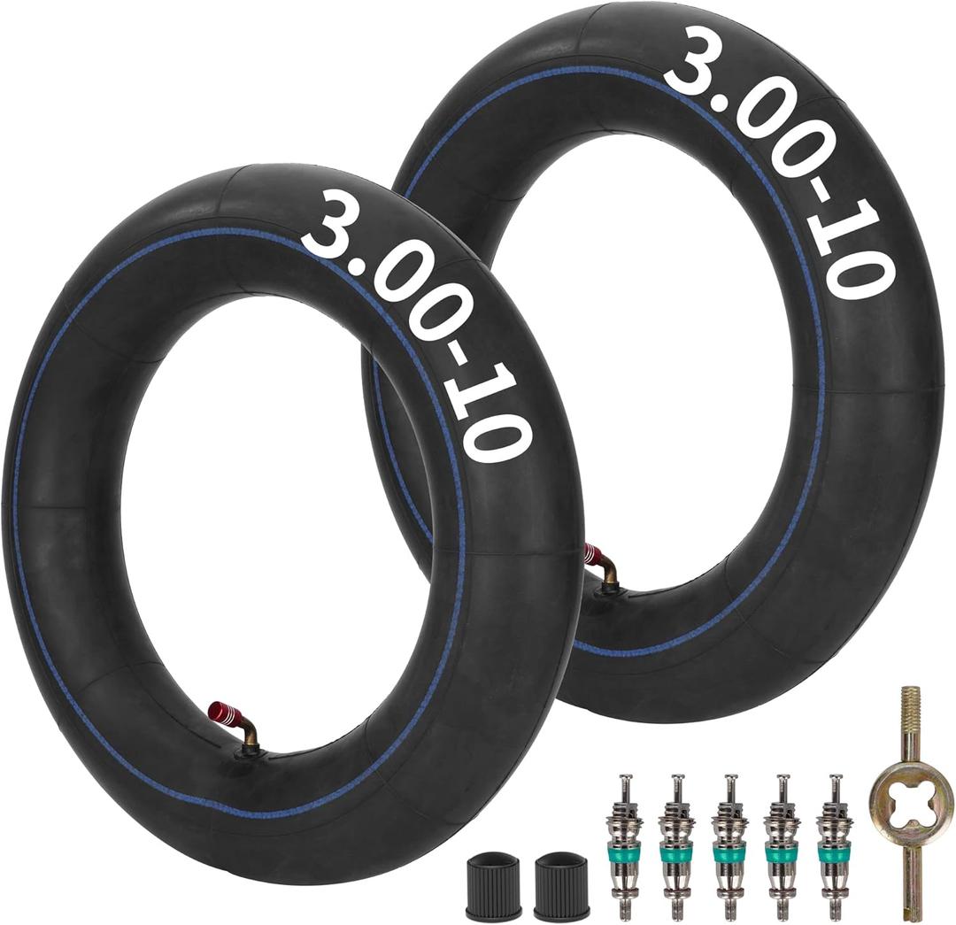 RUTU 2.75/3.00-10 3.00-10 80/100-10 Inner Tube with TR87/TR4 Angled Copper Valve Stem for XR50/70 CRF50/70 CT70 EZ90 RSF650 KLX110 DRZ110 50-125cc Dirt Pit Bike Scooter Moped, 2 Pack