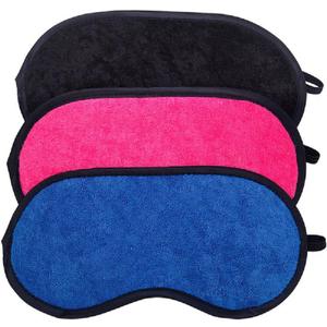 Sleep Mask Set Pack of 3, Microfiber Terry Cloth Lightweight Comfortable, Soft, Adjustable Eye Masks for Sleeping, Shift Work, Naps, Travel Night Blindfold Eyeshade for Men Women, Black/Blue/Pink