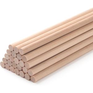 Wood Dowels Wooden Dowel Rods for Crafts, 25PCS 3/8 x 18 Round Macrame Wooden Sticks for Crafting, Unfinished Hardwood Sticks for Arts and DIYers, Tiered Cake Support and Wedding Ribbon Wands (3/8"18"-25PCS)