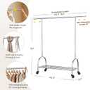 Upgraded 100% Stainless Steel Heavy Duty Clothing Rack, 450 LBS Load Capacity Extendable Adjustable Rolling Clothing Rack with Larger Sturdy Wheels & Shelves, Portable Hanging Closet Rack