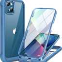 Miracase Compatible with iPhone 13 case 6.1 inch, 2023 Upgrade Full-Body Glass Clear Case Bumper Case with Built-in 9H Tempered Glass Screen Protector for iPhone 13 (Capri Blu)