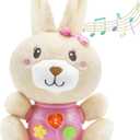 HAPTIME Baby Bunny Toys for 0-12 Months - Baby Easter Basket Stuffers & Gift - Infant Musical Plush Stuffed Animal - Newborn Tummy Time Toy for 0 1 3 6 9 12 18 Months Girls