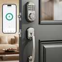 Keyless Entry Door Lock with 2 Handle Smart Deadbolt, App Control, 100-Code Keypad, One-Time Passcode, Auto Lock & Anti-Peep, Easy Installation for Front Door(Silver+Handle)