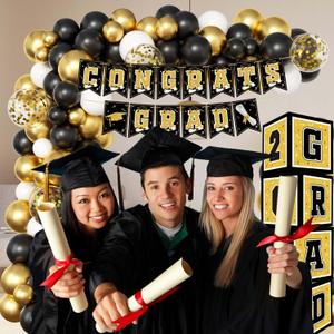 Graduation Decorations Class of 2025,Grad 2025 Boxes, Balloons of Number 2025 for Men Women Graduation Party Decoration (Gold）
