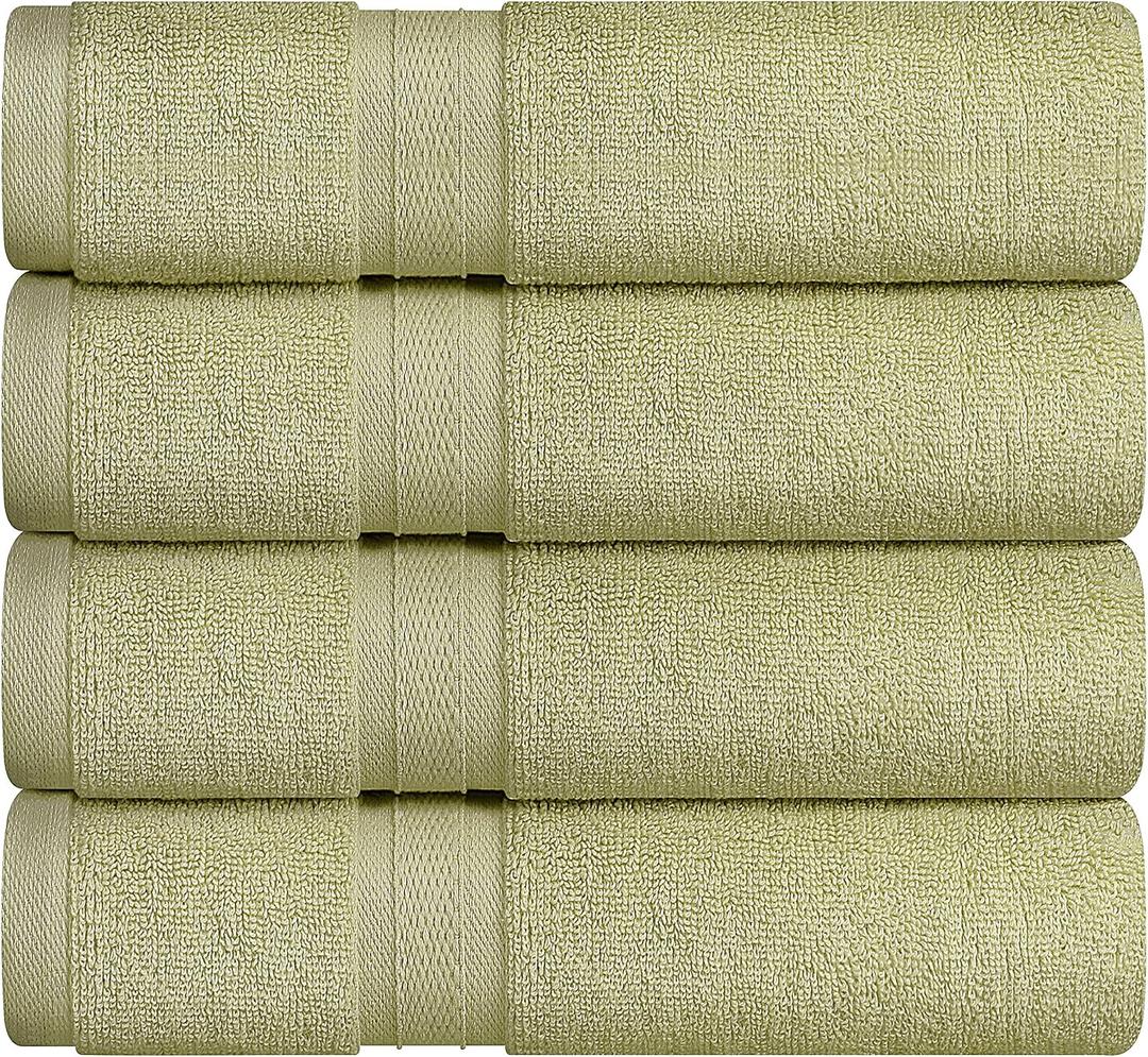 Towel and Linen Mart 4 Pieces Bath Towel Sets - Sage Green - 2 ply Low Twist Luxurious,Quick Dry, Extra Absorbent, 100% Ring Spun Cotton 600 GSM (27 x 54, Pack of 4)