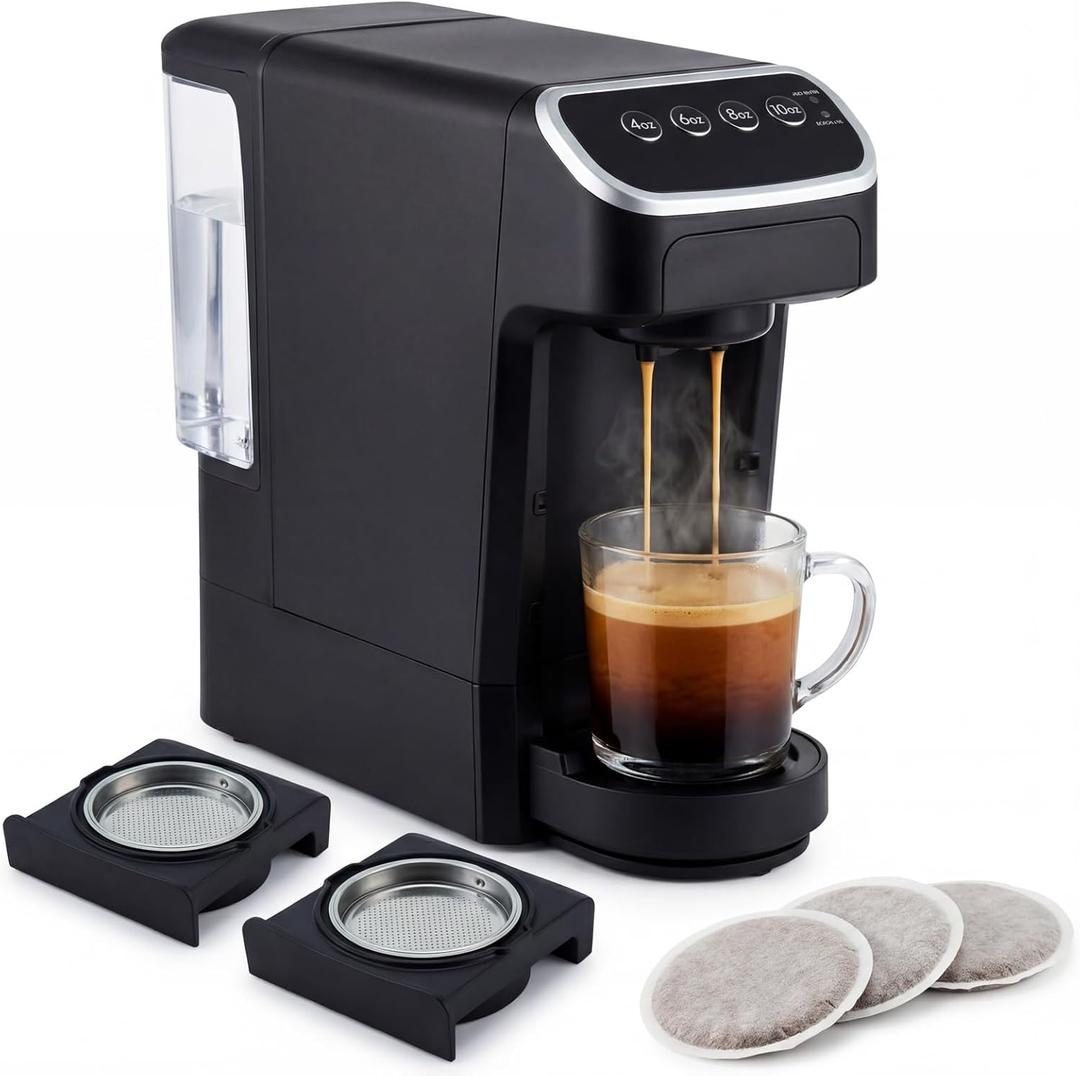 Coffee Machine  Compatible with Senseo Pods  Fast Brewing Single-Serve Coffee Maker with Rich Flavor Extraction, Crema Layer, Space-Saving Sleek Design, Barista-Quality Taste