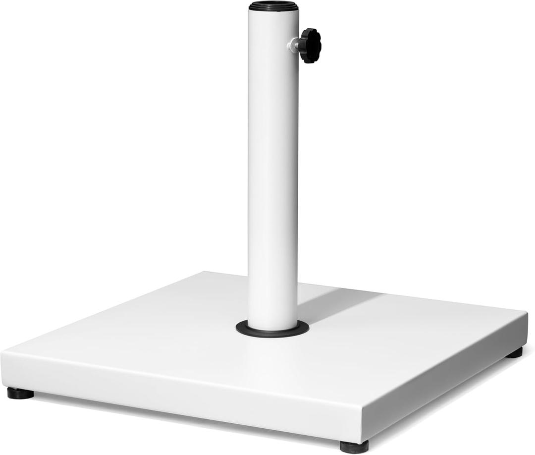 Patio Umbrella Base, 43lbs, Outdoor Heavy Duty Square Concrete Stand Market Umbrella, White