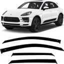 CT Wind Visor Deflectors Set of 4-Piece - Car Ventvisor Door Side -Window Air Guard Deflectors for Protection Against Snow Sun and Rain Compatible with Porsche Macan 2014-2023 - Dark Smoke