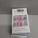 24 Pcs Independence Day Nails Short Press on Nails Square RIICFDD French Fake Nails Dark Blue False Nails with Glitter USA Flag Designs Stick on Nails for Women Girls 4th of July Nails, Set of 5