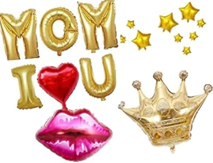 HAPPY MOTHER'S DAY Aluminum Foil Balloon Set 32 Inches Letter Balloon Decoration for Mother's Day Party (MOM-LOVE-U)