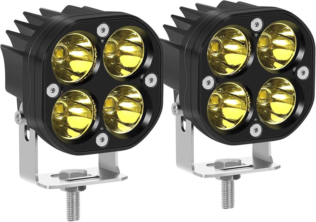 Kawell 40W LED Fog Light Pods 3000K Spotlight Driving Light IP67 Waterproof Work Light Pods for Motorcycle Off road ATV UTV 4X4 SUV Truck Tractor Boat (2 Pack)
