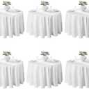 VidaFete 6 Pack 120inch Round Tablecloth Polyester Table Cloth, Stain Resistant and Wrinkle Polyester Dining Table Cover for Kitchen Dinning Party Wedding Rectangular Tabletop Buffet Decoration(White)