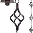 Rain Chain Bird Cage Set 8.5Ft, Not Rust Wrought Iron Rain Chains for Gutters with Adapter Gotta Drain and Sturdy Anchoring Stake,13 Cups, 1 Hook, Adjustable Length for Garden Decorative (Coffee)