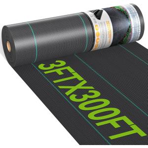 iropro 3ftx300ft Weed Barrier Landscape Fabric Heavy Duty, Woven Weed Control Cloth, Woven Geotextile Fabric for Underlayment, Gardening Ground, Commercial Driveway Weed Block Cover Mat