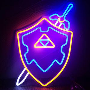 Neon Sign Sword & Shield Master Cool Game Room Decor Gaming Light Sword LED Signs Gamer Gifts for Teen Boys (1. Sword Shield)