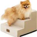 COZY KISS Dog Stairs for Small Dogs, 3 Tier Pet Stairs for Couch, 13.5" H Non-Slip Dog Steps for Old Cats, Puppy, Small Dogs, 15.7x17.7x13.5 inch, Beige